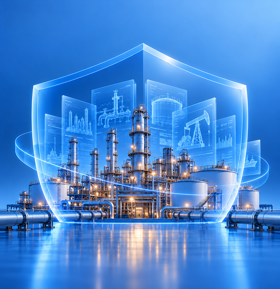 Oil and gas refinery protected by a digital shield